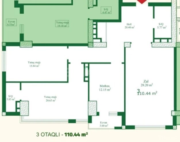 Satılır 3 otaqlı yeni tikili 110.4 m², Nizami m., photo 5 from 6