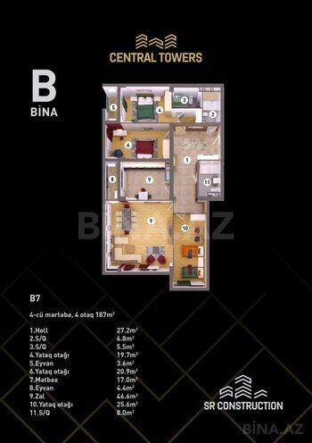 Satılır 4 otaqlı yeni tikili 187 m², Nizami m., photo 7 from 8