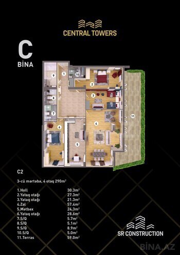 Satılır 4 otaqlı yeni tikili 290 m², Nizami m., photo 6 from 8