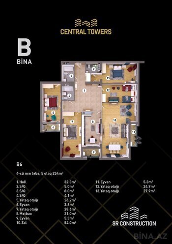 Satılır 5 otaqlı yeni tikili 254 m², Nizami m., photo 7 from 8