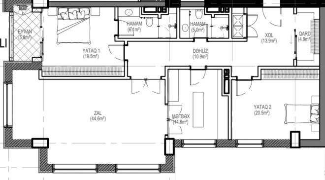 Продаётся 2-комн. новостройка 150.6 м², пос. Баилова, photo 5 from 7
