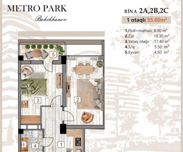 Satılır 2 otaqlı yeni tikili 55.6 m², Bakıxanov q., photo 5 from 6