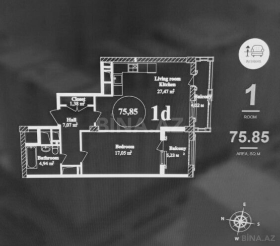 Satılır 2 otaqlı yeni tikili 76 m², Elmlər Akademiyası m., photo 19 from 23