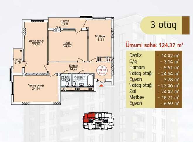 Satılır 3 otaqlı yeni tikili 125 m², Azadlıq Prospekti m., photo 3 from 11
