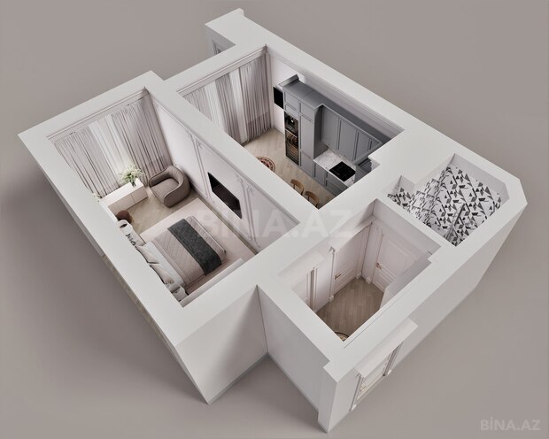  Gəncə Park City yaşayış kompleksi, mənzilin planı - 1-otaqlı, 60.4 m²