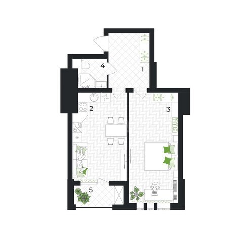  Gəncə Park City yaşayış kompleksi, mənzilin planı - 1-otaqlı, 67.2 m²