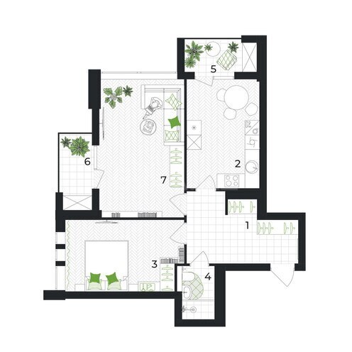 Жилой комплекс  Gəncə Park City, планировка - 2-комн., 82.6 м²