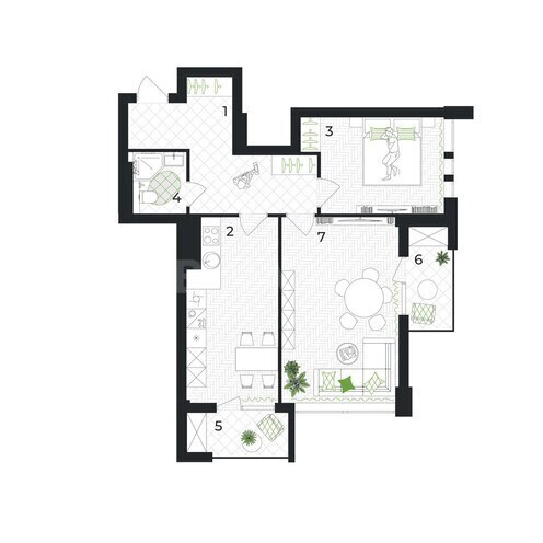 Жилой комплекс  Gəncə Park City, планировка - 2-комн., 85.2 м²