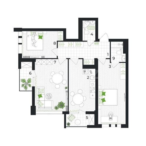 Жилой комплекс  Gəncə Park City, планировка - 3-комн., 111.2 м²