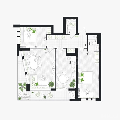 Жилой комплекс  Gəncə Park City, планировка - 3-комн., 121.5 м²