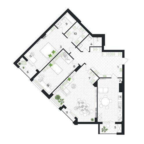 Жилой комплекс  Gəncə Park City, планировка - 3-комн., 161.2 м²