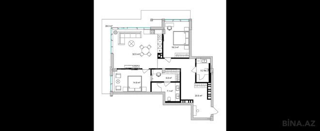 Satılır 3 otaqlı yeni tikili 151.2 m², Nardaran q., photo 13 from 14