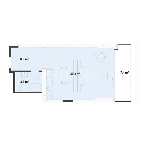 Продаётся 1-комн. новостройка 57.8 м², пос. Нардаран, photo 7 from 8