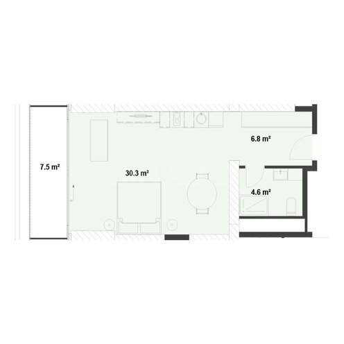 Satılır 1 otaqlı yeni tikili 57.7 m², Nardaran q., photo 7 from 8