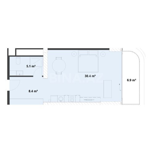 Продаётся 1-комн. новостройка 59.4 м², пос. Нардаран, photo 8 from 9