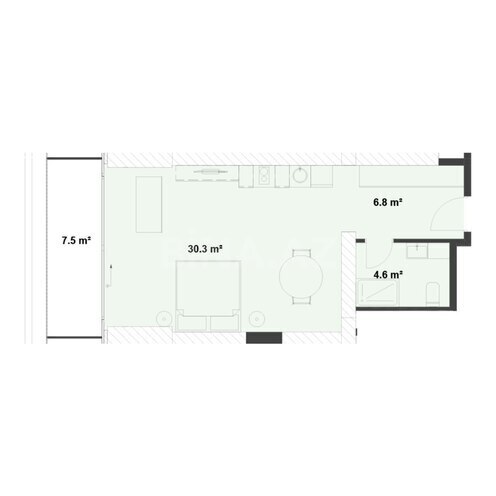 Satılır 1 otaqlı yeni tikili 57.7 m², Sea Breeze q., photo 8 from 9