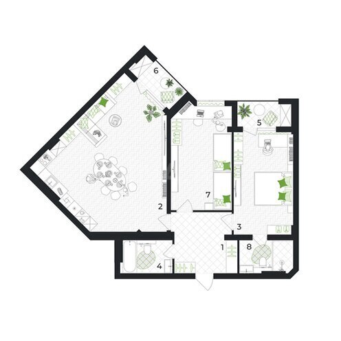 Жилой комплекс  Gəncə Park City, планировка - 3-комн., 125.5 м²