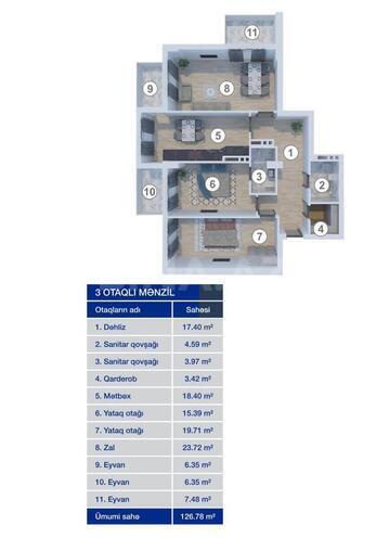 Satılır 3 otaqlı yeni tikili 126.7 m², Koroğlu m., photo 6 from 10