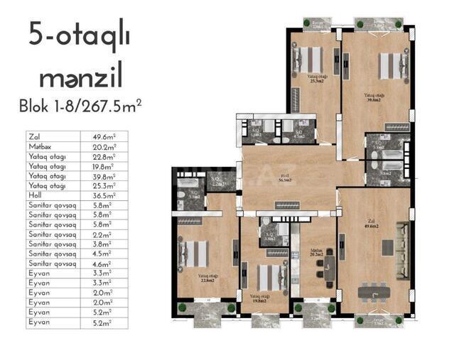 Продаётся 5-комн. новостройка 268 м², м. Низами, photo 4 from 9