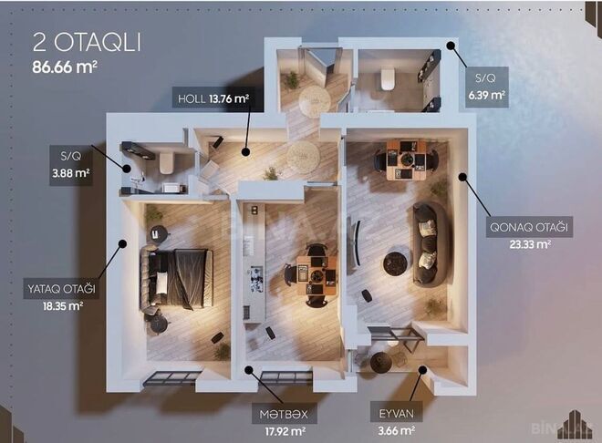 Satılır 2 otaqlı yeni tikili 87 m², Nəsimi r., photo 3 from 7