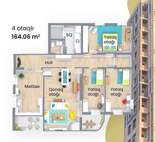 Satılır 4 otaqlı yeni tikili 165 m², Nəsimi r., photo 3 from 8
