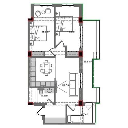 Продаётся 4-комн. новостройка 107 м², пос. Нардаран, photo 8 from 9