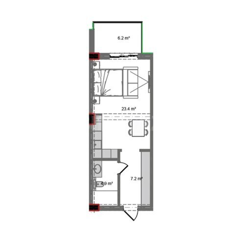 Продаётся 1-комн. новостройка 50.1 м², пос. Нардаран, photo 8 from 9