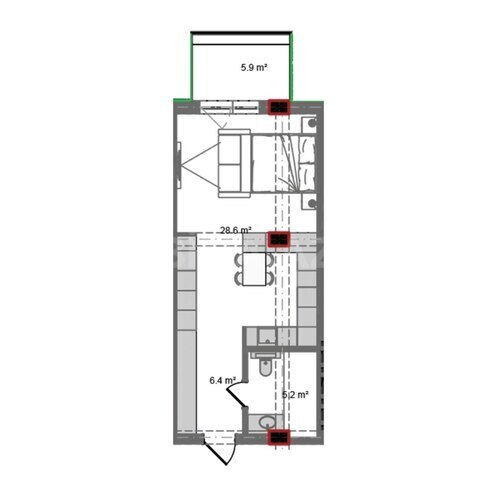 Продаётся 1-комн. новостройка 53.7 м², пос. Нардаран, photo 8 from 9