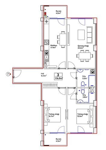 Satılır 3 otaqlı yeni tikili 106.8 m², 20 Yanvar m., photo 15 from 16