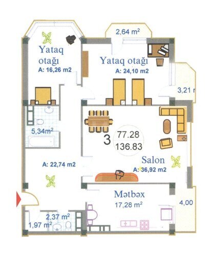 Satılır 3 otaqlı yeni tikili 137 m², İnşaatçılar m., photo 20 from 22