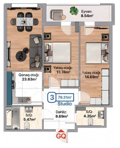Продаётся 2-комн. новостройка 80 м², photo 3 from 13