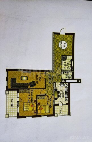 Satılır 3 otaqlı yeni tikili 114 m², Nizami m., photo 3 from 6