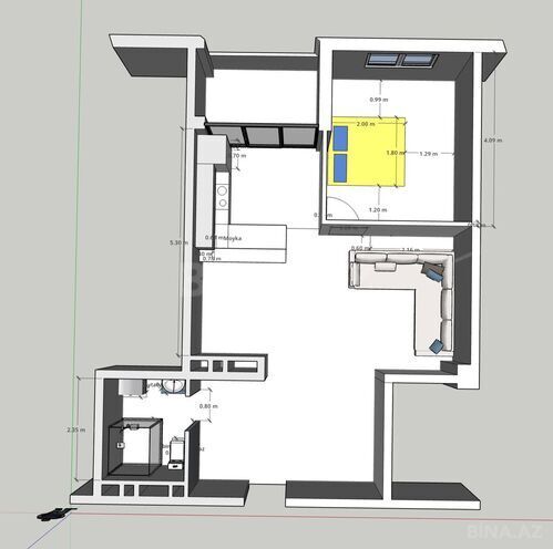 Сдаётся 2-комн. новостройка 65 м², м. Ахмедлы, photo 14 from 15