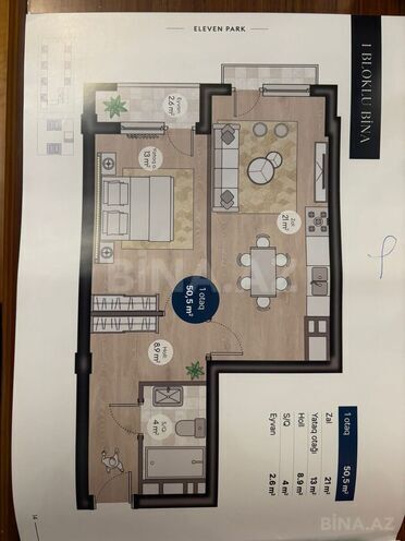 Satılır 1 otaqlı yeni tikili 50 m², 8 Noyabr m., photo 11 from 12