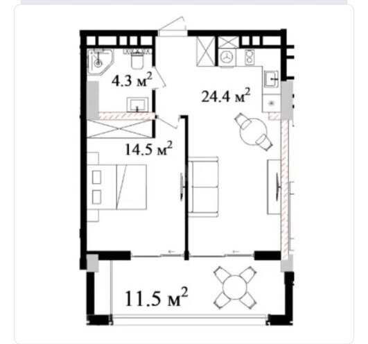 Satılır 1 otaqlı yeni tikili 54 m², Sea Breeze q., photo 5 from 9