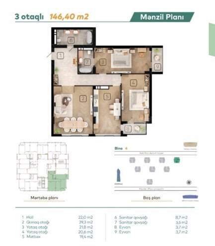 Продаётся 3-комн. новостройка 146.4 м², м. Кероглу, photo 20 from 22