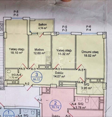 Продаётся 3-комн. новостройка 90 м², м. Кара Караев, photo 7 from 9