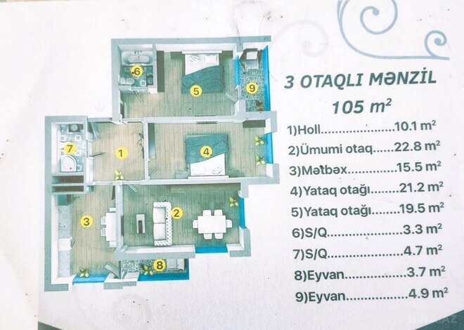 Продаётся 3-комн. новостройка 106 м², м. Шах Исмаил Хатаи, photo 3 from 10