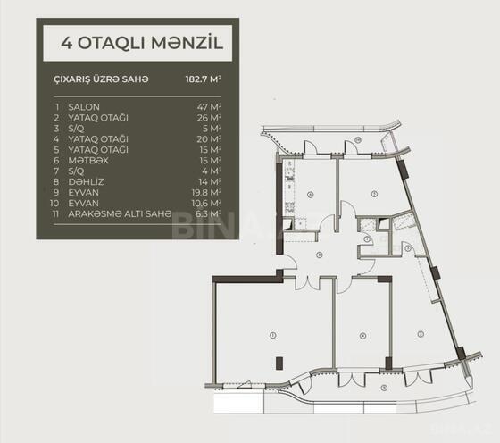 Satılır 4 otaqlı yeni tikili 182.7 m², Ağ şəhər q., photo 4 from 7