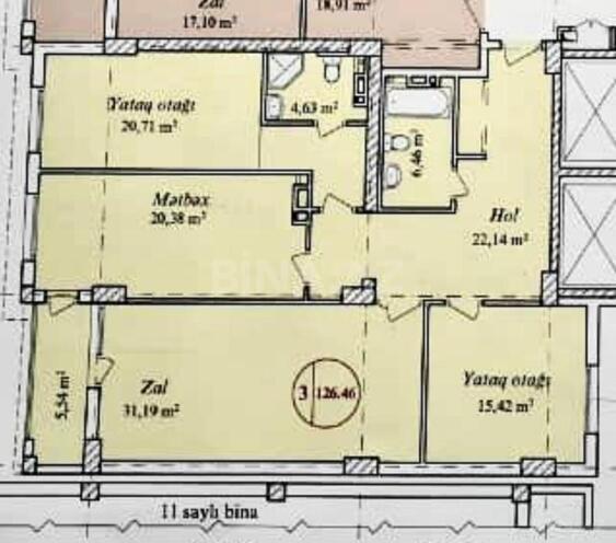 Satılır 3 otaqlı yeni tikili 126 m², Qara Qarayev m., photo 6 from 7