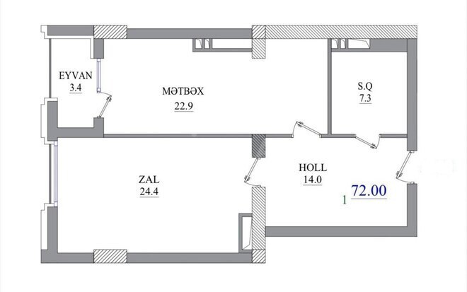 Продаётся 1-комн. новостройка 72 м², м. Низами, photo 4 from 8