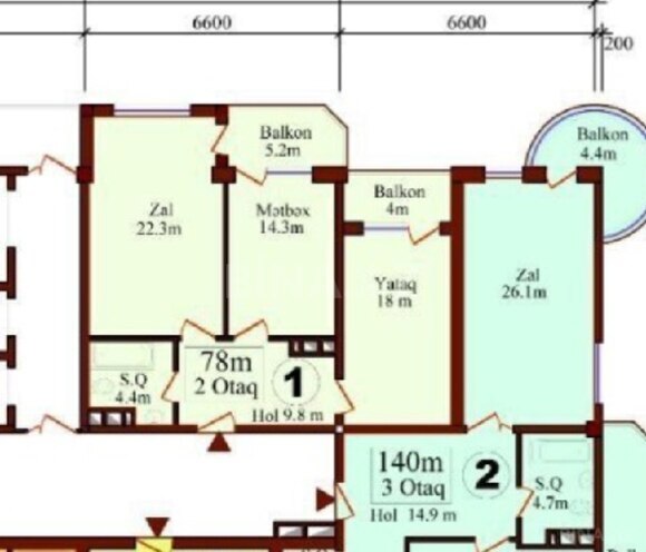 Продаётся 2-комн. новостройка 78 м², м. Иншаатчылар, photo 8 from 10