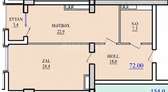 Продаётся 2-комн. новостройка 72 м², м. Низами, photo 6 from 9