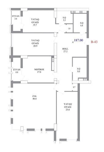 Продаётся 4-комн. новостройка 187 м², м. Низами, photo 4 from 9
