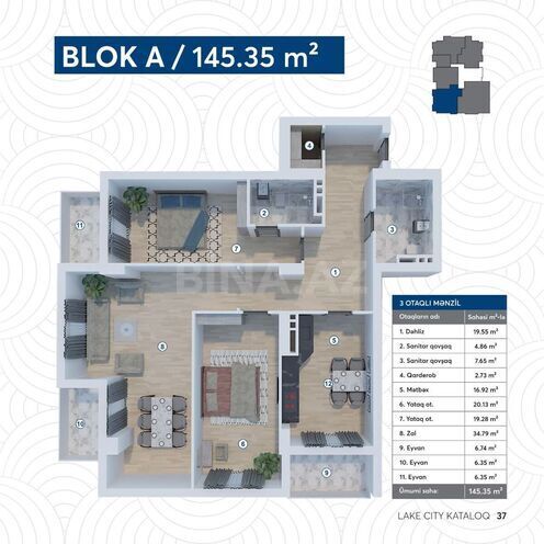 Продаётся 3-комн. новостройка 145.3 м², м. Кероглу, photo 3 from 10