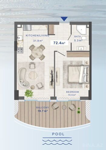 Продаётся 1-комн. новостройка 72.4 м², пос. Нардаран, photo 6 from 24