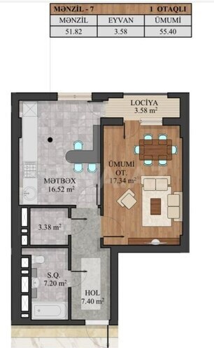 Продаётся 1-комн. новостройка 55 м², м. Ази Асланов, photo 3 from 15