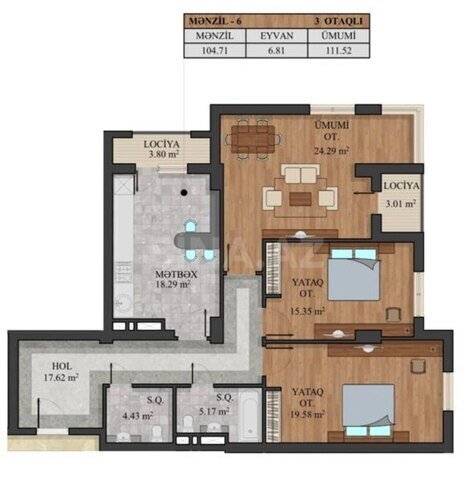 Satılır 3 otaqlı yeni tikili 111 m², Həzi Aslanov m., photo 3 from 15