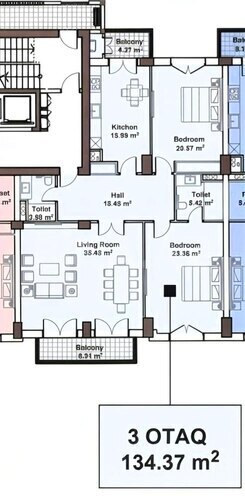 Satılır 3 otaqlı yeni tikili 134.4 m², Ağ şəhər q., photo 3 from 10