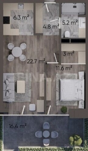 Продаётся 1-комн. новостройка 59 м², пос. Нардаран, photo 6 from 7